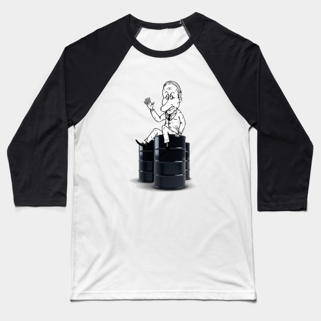 Putin's Oil Barrels Baseball T-Shirt by metlitskiy